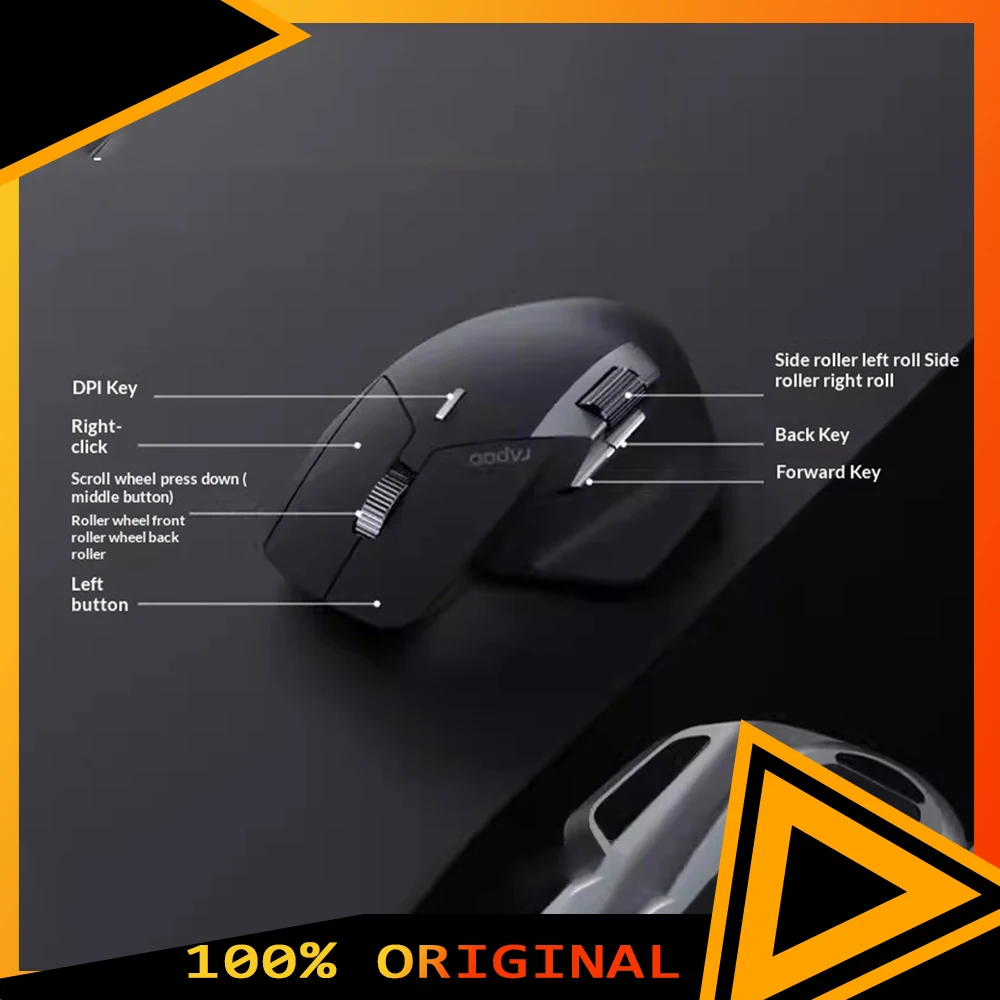 Rapoo MT760NL Mouse Three Mode Hall Effect Magnetic Side Scroll Wheel Chip PixArt PAW3311 Optical Sensor Wireless Mouse 2K Mouse