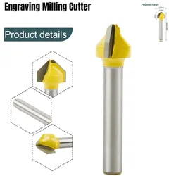 6mm Shank Lock Hole Router Bit 90 Degree V-shaped Flat Head Chamfer Carbide Engraving Milling Cutter For Wood Woodworking Tool