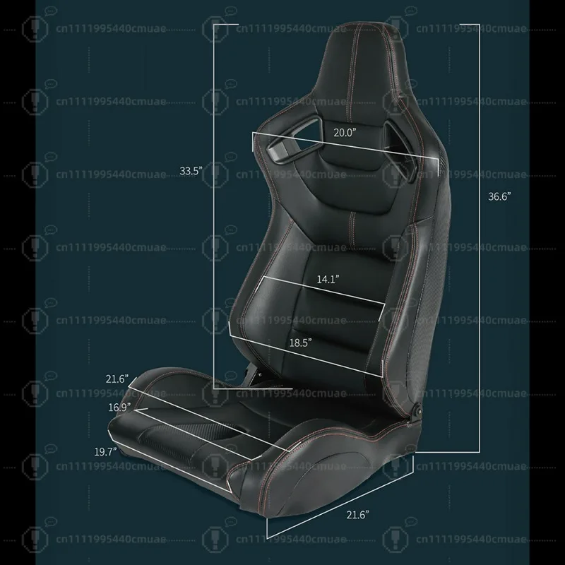 Adjustable Racing Seat Universal Sports Car Simulator Bucket Seat Black Red  Leather view 5