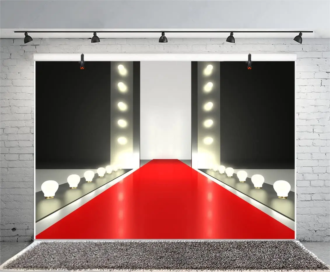 Red Carpet Shining Spotlight Backdrop Photography Fashion Catwalk Show T Stage Illuminated Event Business Party Background