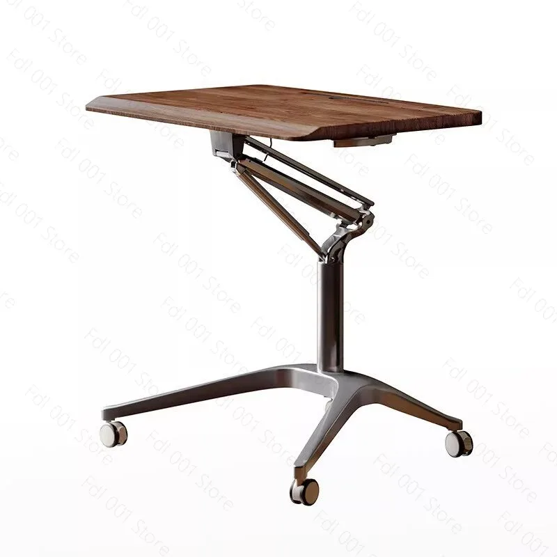 Pneumatic Height Adjustable Mobile Laptop Desk Stand for Home Office Small Sit Stand Workstation with Lockable Wheels