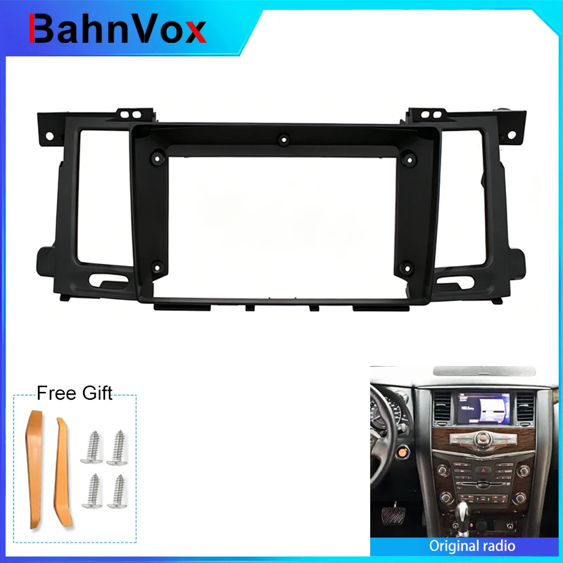 9 inch Android Car Radio frame for Nissan Patrol 2012-20182din Stereo GPS Fascia bezel Panel Adapter wire harness