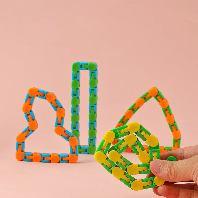 Cadena de bicicleta de descompresión de 24 secciones, variedad de cartuchos, cadena plegable Manual para liberar la presión y relajarse, juguete divertido, 3 uds.