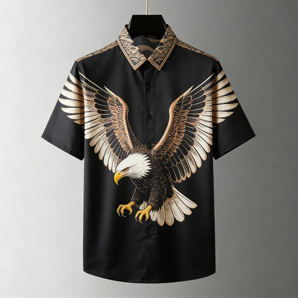 summer cool short-sleeved shirt cute puppy animal high-definition 3D printed shirt men's Hawaiian vacation outdoor top men