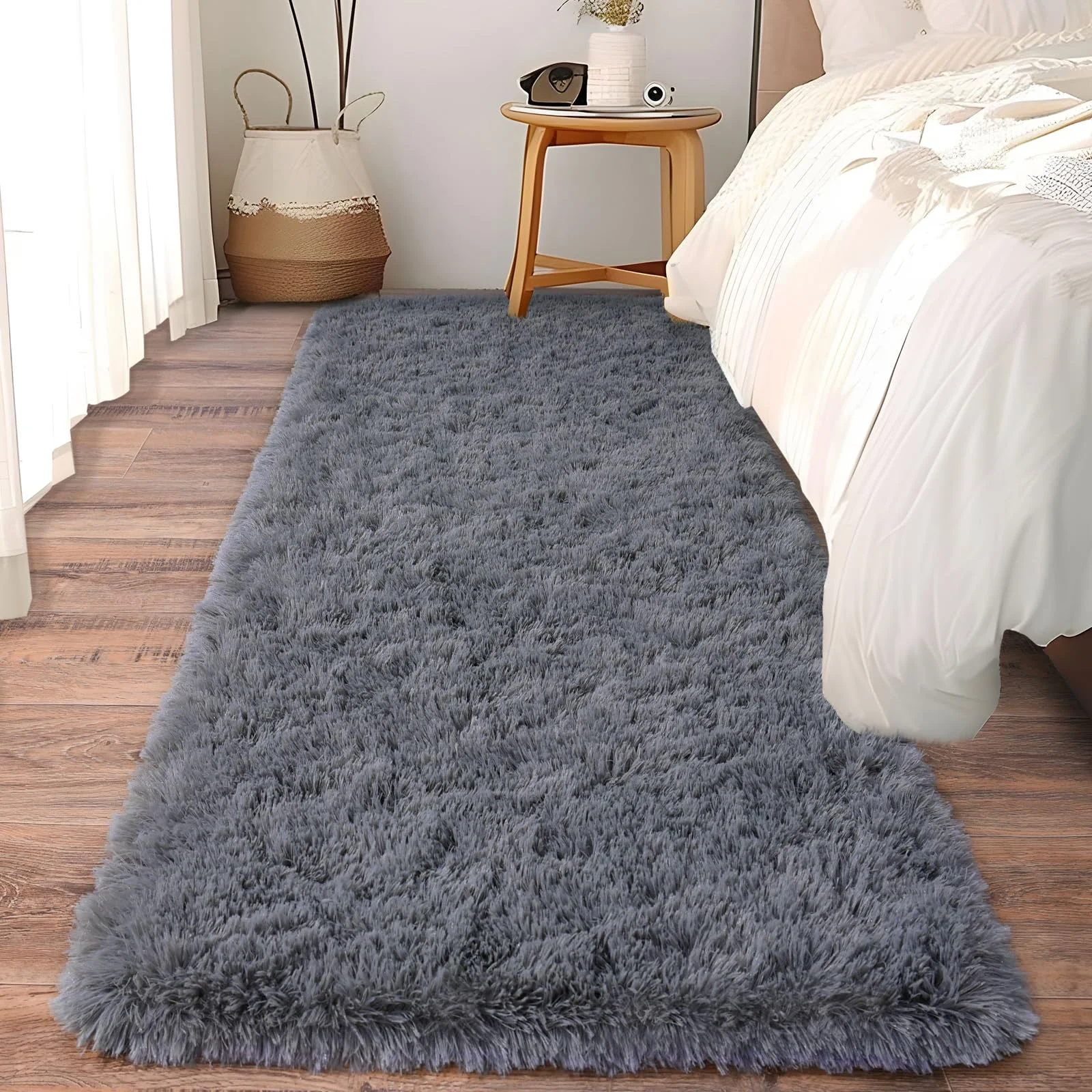 VIKAMA Ultra-Soft Running Rug Bedroom & Hallway Anti-Slip Mat Fluffy Plush Bedside Dormitory Carpet Home Decor view 2