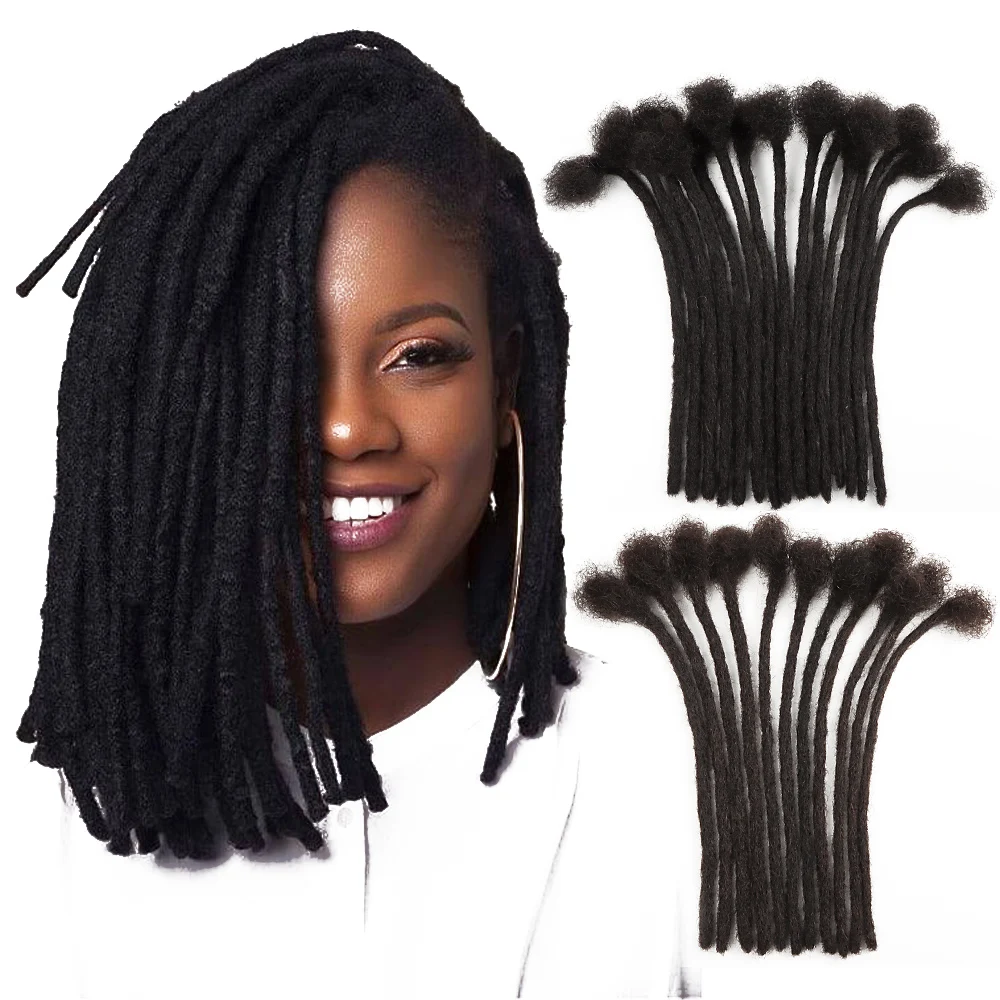 Orientfashion Handmade Dreadlocks Soft Remy Human Hair Extensions Black Reggae Wig Crochet Braiding Afro Kinky For Black Women