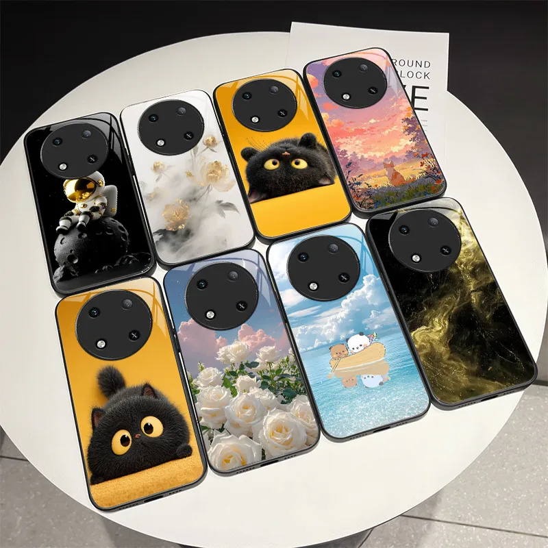 Чехол с красивым цветком и милыми кошками для ITEL RS4 S666LN/ITEL S23 S665L, чехол для телефона из закаленного стекла, защитная задняя крышка, твердый корпус Чехол с красивым цветком и милыми кошками для ITEL RS4 S666LN/ITEL S23 S665L, чехол для телефона из закаленного стекла, защитная задняя крышка, твердый корпус