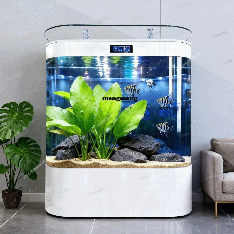 Living room home office hotel medium and large double round wall water-free large back filter goldfish tank