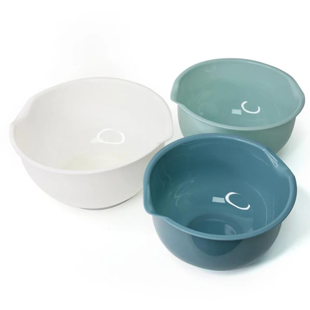 

3pcs Plastic Mixing Salad Bowls for Fruit Snack Kids Feeding Premium Quality Home Kitchen Use Stylish Bowl Cereal