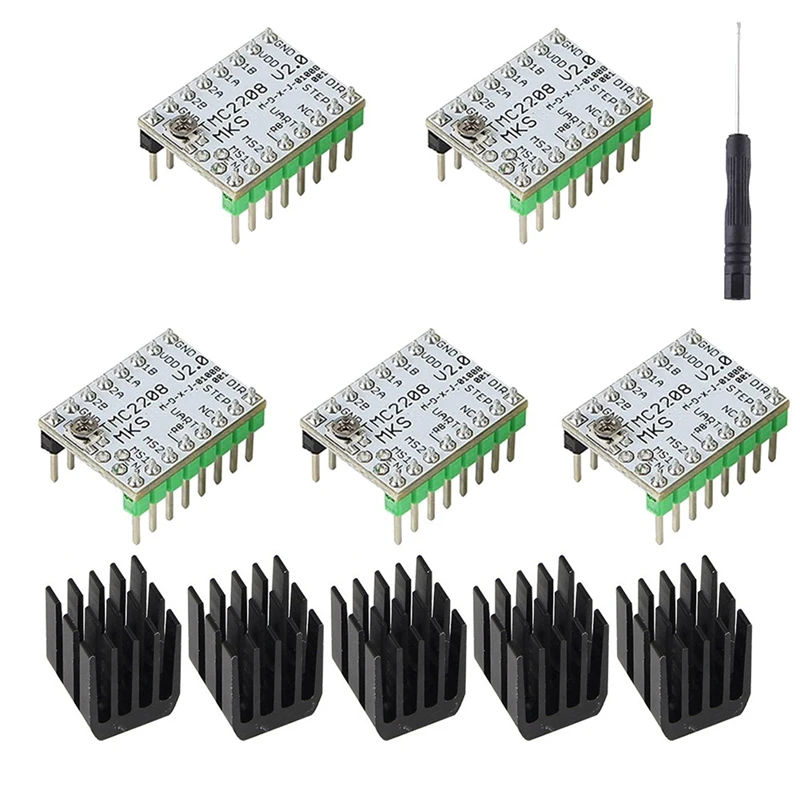 MKS TMC2208 V2.0 Stepper Motor Driver Ultra-Quiet/Low Heat For MKS Sgen L V1.0/Gen L V2.0 Controller Board (5Pcs)