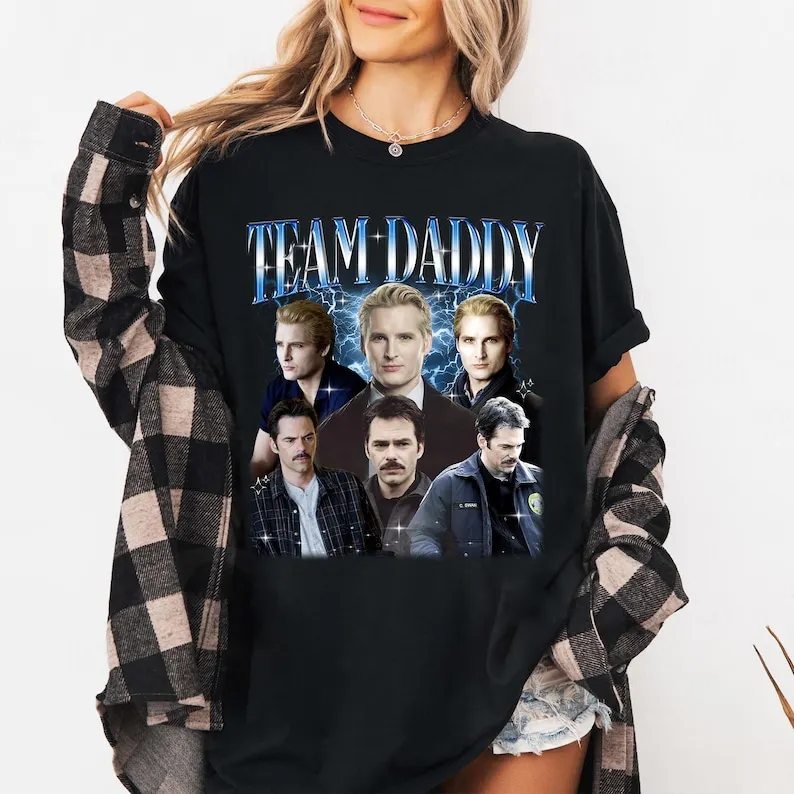Team Daddy Twilight Vintage Movie Saga Short Sleeves Print Cotton T-shirt 2025 Summer Men Women Retro Y2K Casual Tops For Couple