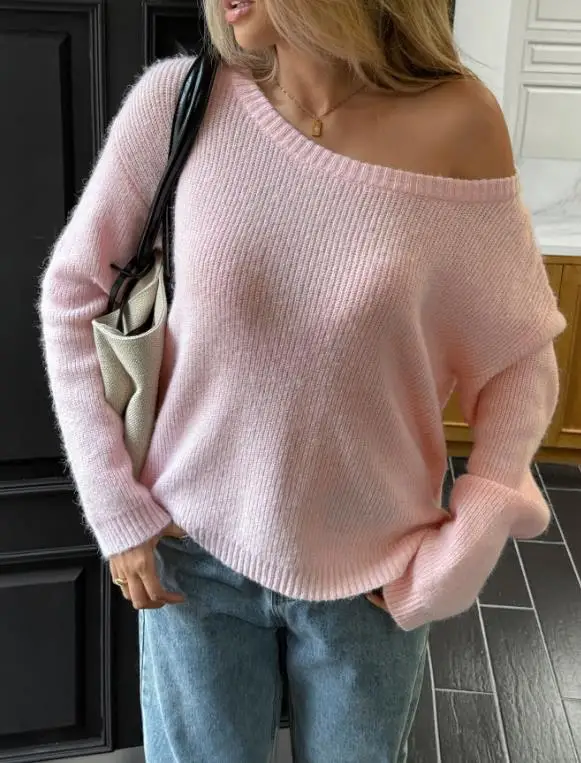 

Vacation Style Solid Color Long Sleeved Sweater Women's Top Women's Clothing 2025 Autumn and Winter