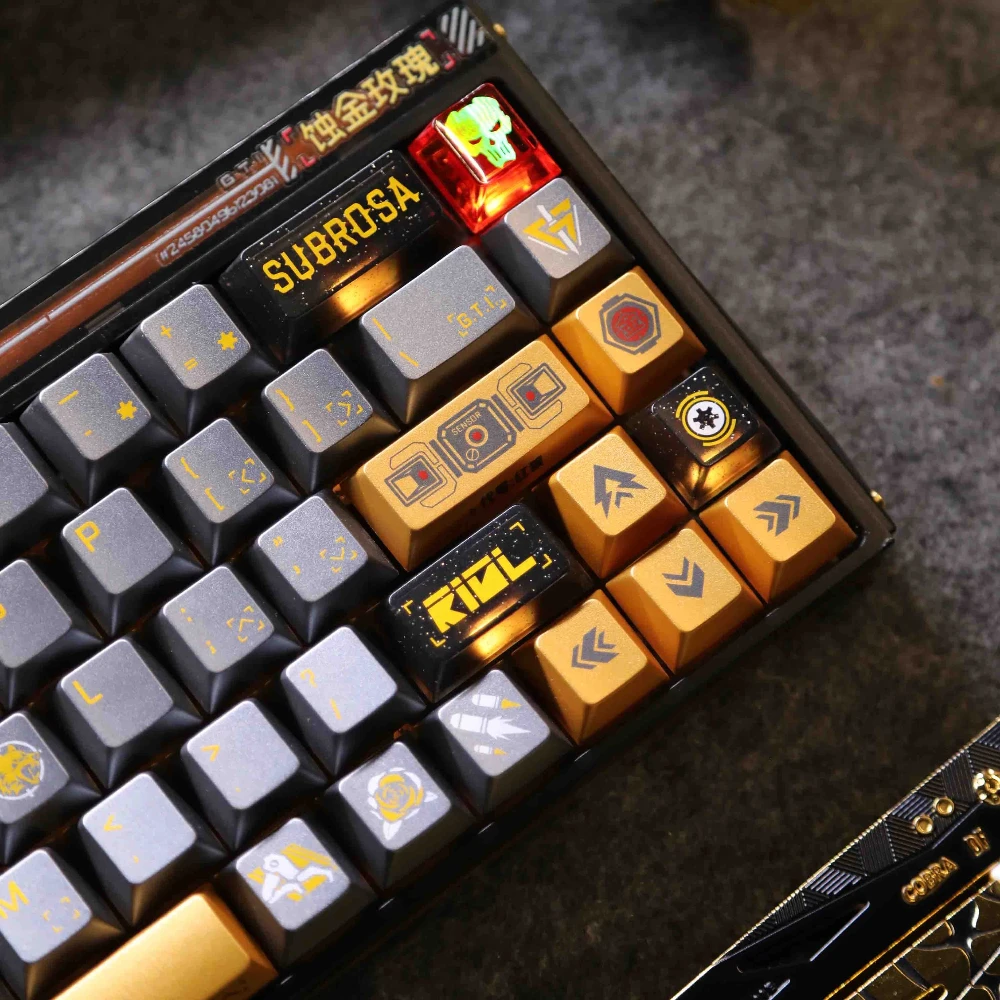 

Набор клавишных колпачков на тему работы Delta PBT + ПК, клавиатура с металлической текстурой, колпачок с вишневым профилем для механической клавиатуры, аксессуар