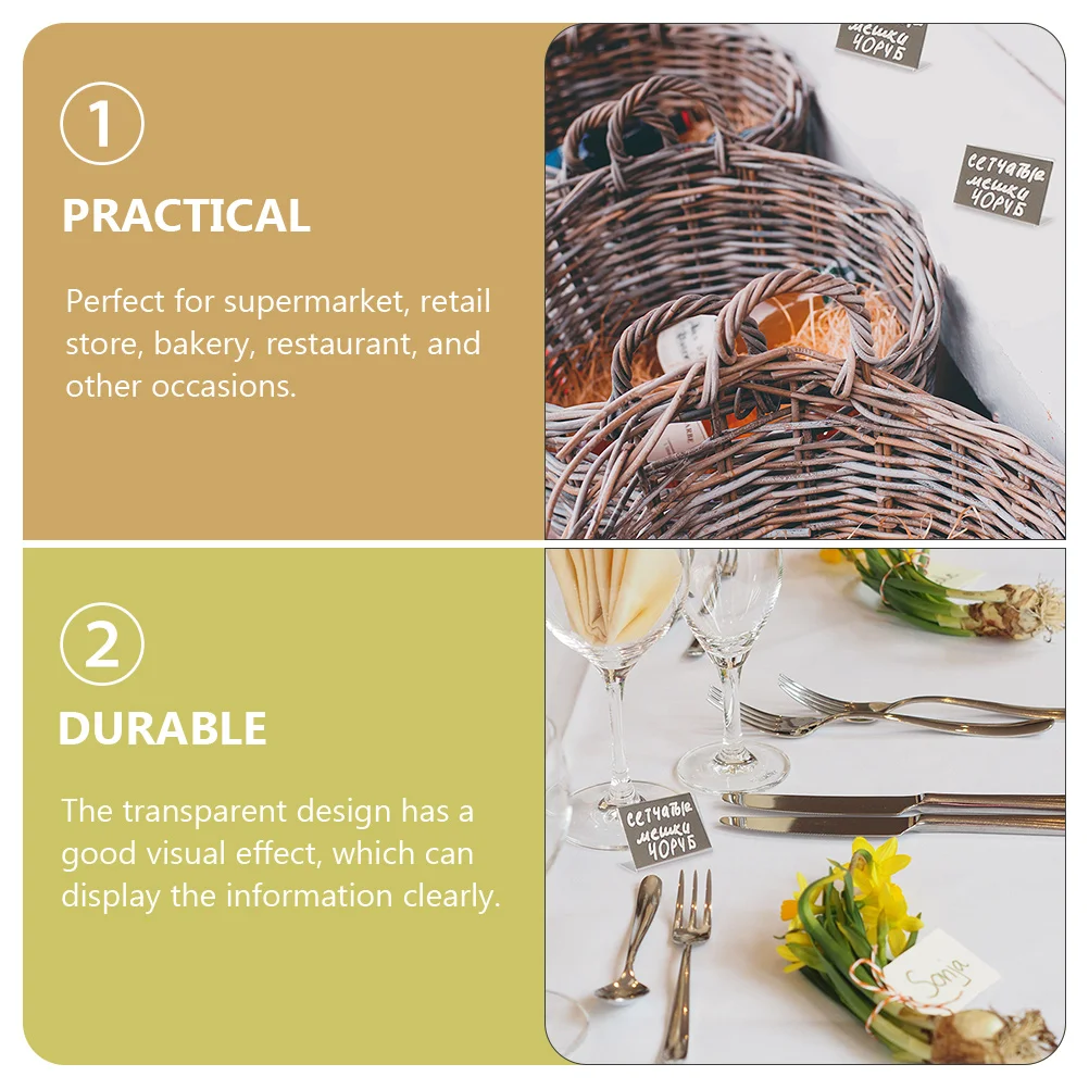 

20 Pcs Label Rack Display Stand Transparent L Shape Price Tag Display Stand Label Rack Shelf Holders for Store Restaurant