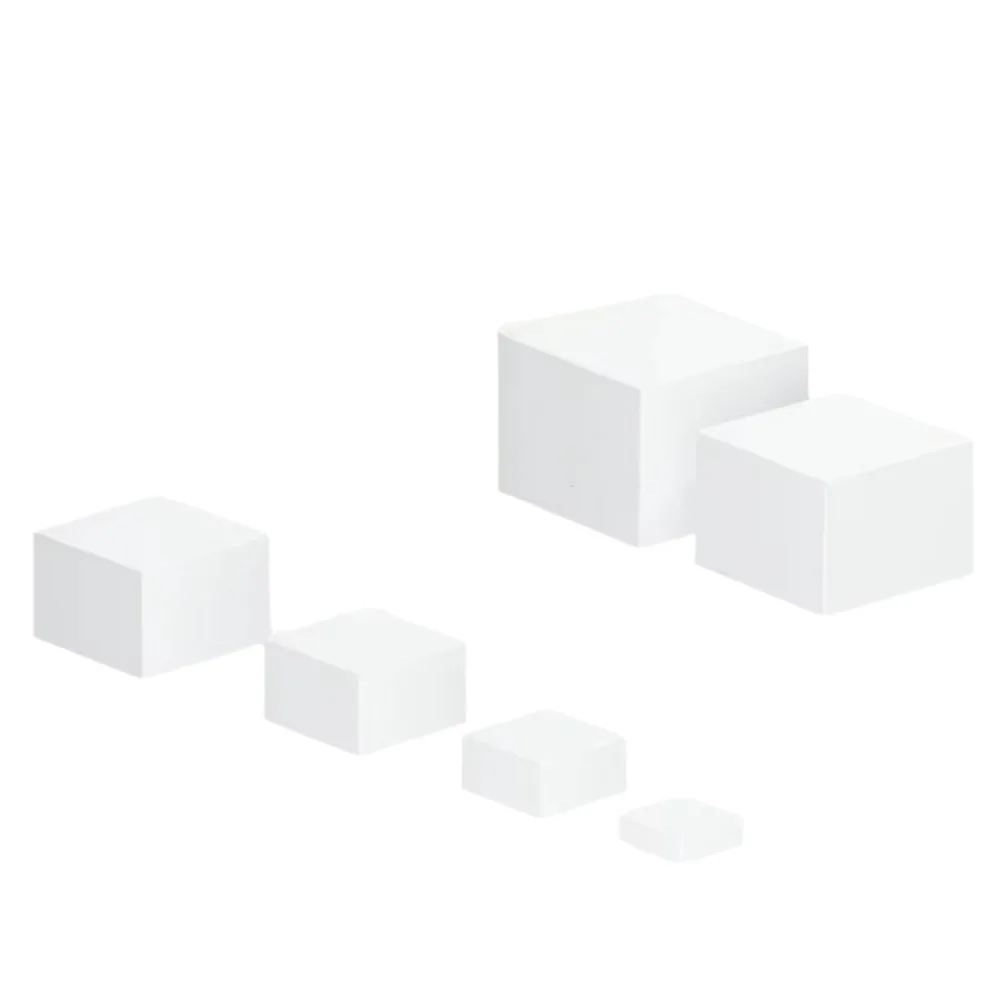 White /Transparent Acrylic Display Cube Stackable Square Shape Dessert Display Stand Nesting Feature 6 Different Sizes