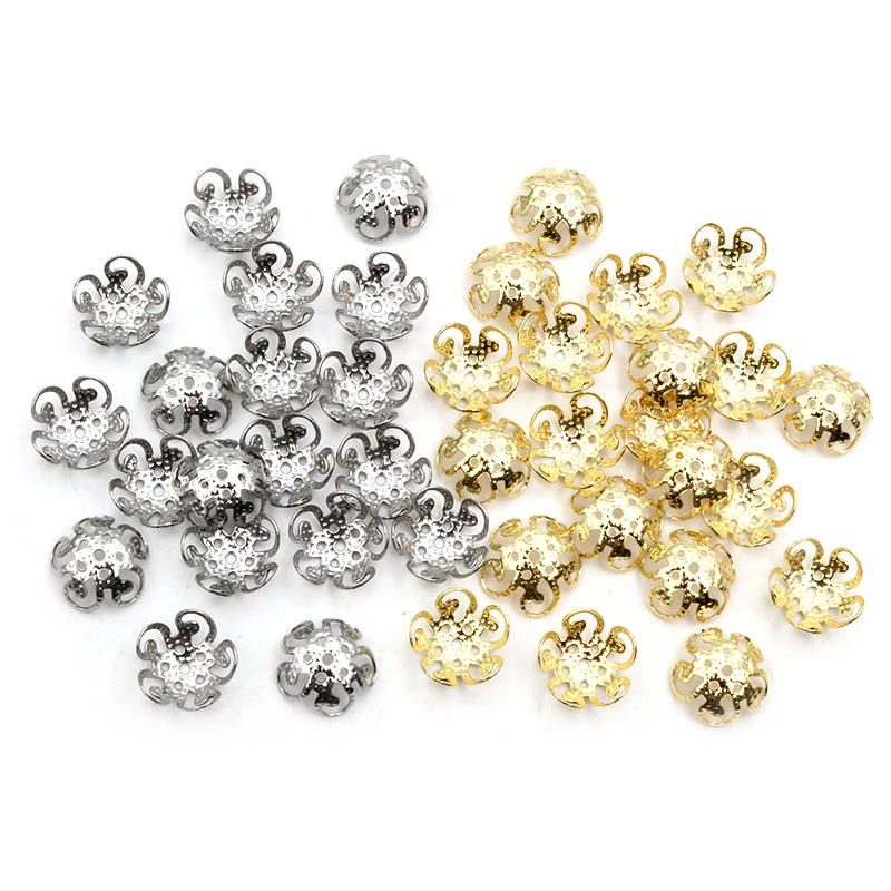 50pcs Stainless Steel Beads Caps Flower Shape Spacer Bead End DIY Jewelry Making Findings For Necklace Bracelet Accessories