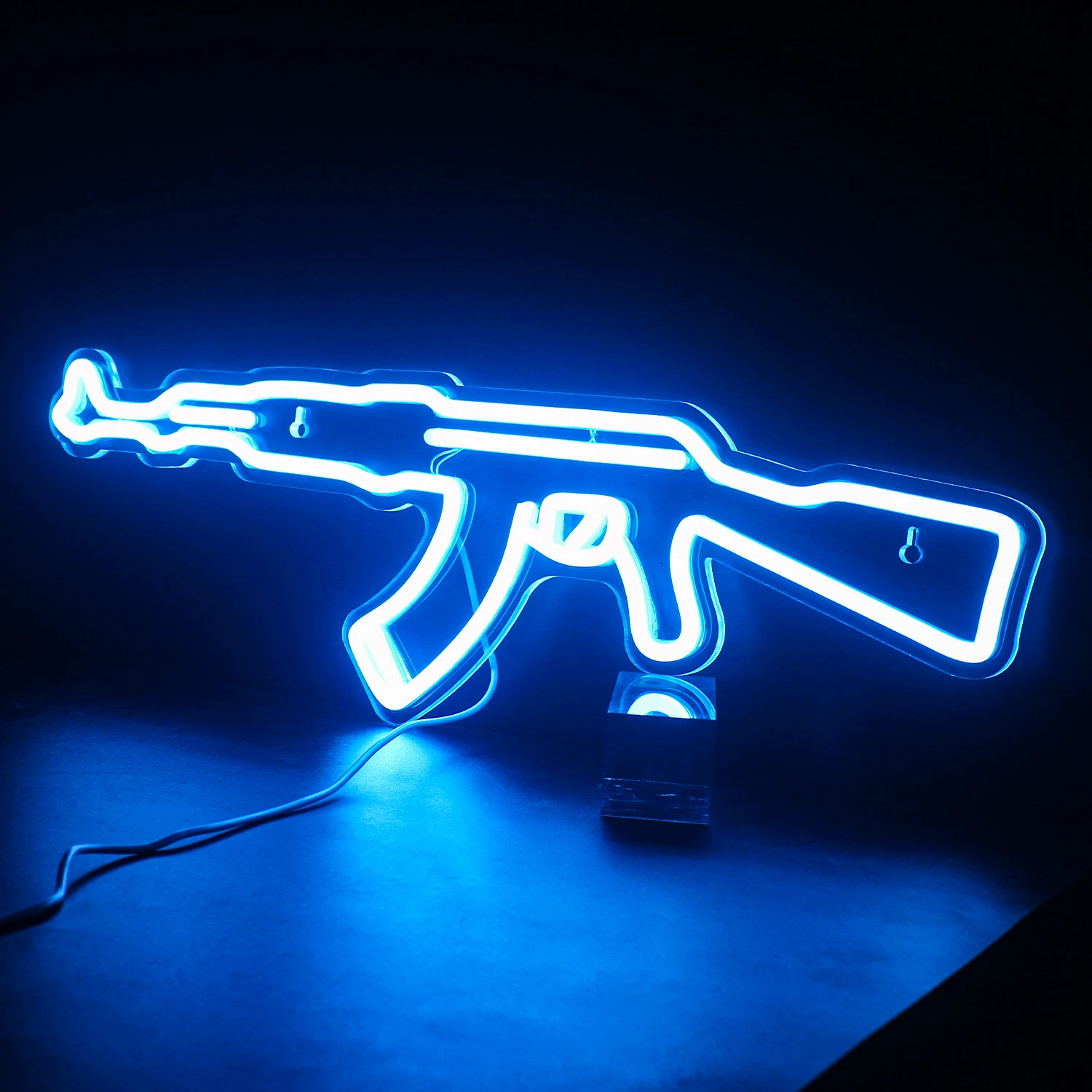 AK 47 Neon Sign Light Gun Led Light Up Sign Playground Club Cool Hanging Night Lamp Game Room Shop Man Cave Wall Art Decor