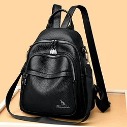 Women's Soft Leather Backpack Student School Bag Female High Quality Rucksack Multi-functional Ladies Shoulder Bag Commuting Sac