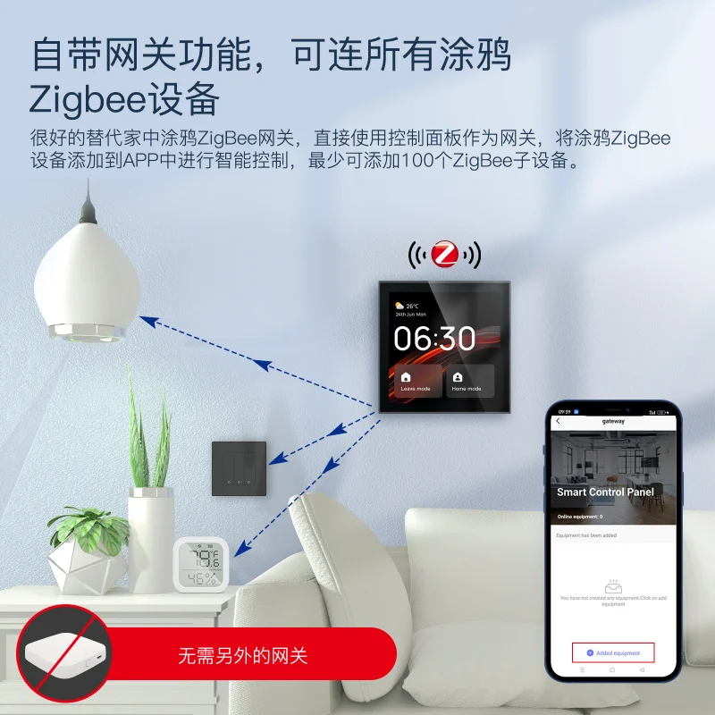 Tuya Smart Home Control Panel 4-inch - WiFi & Built-in Zigbee Gateway, Linux System, Voice Control, Smart Hub, Remote Control