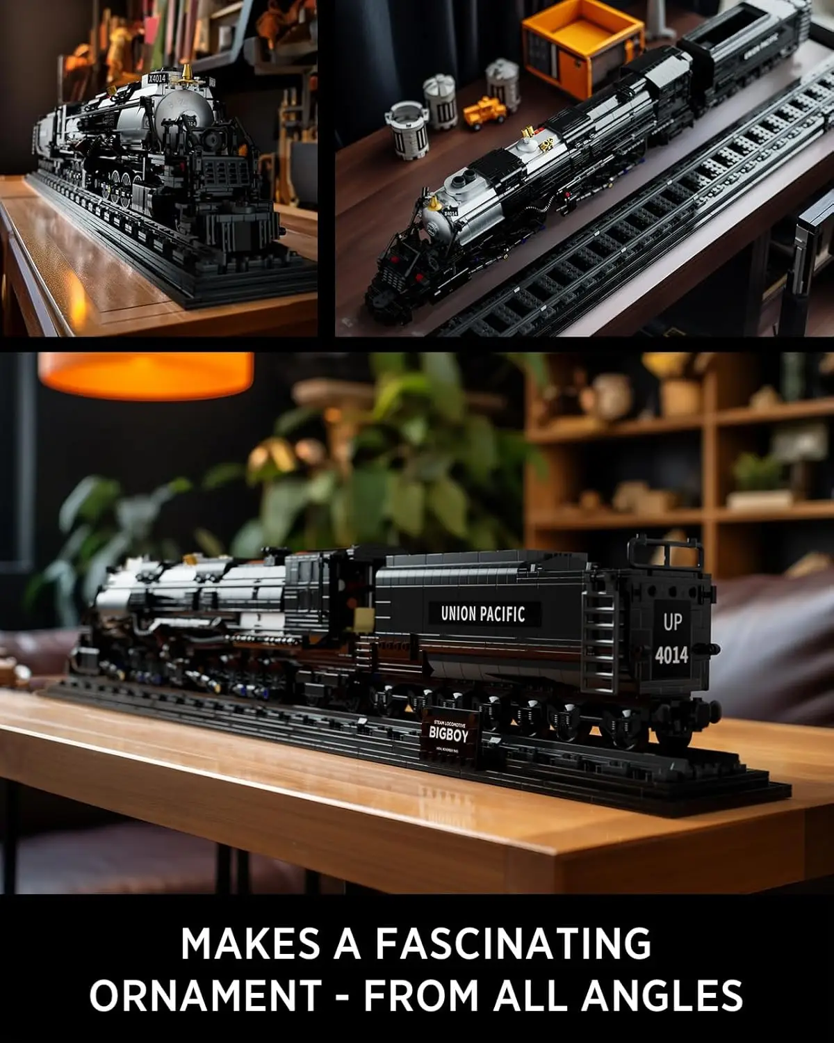 Big Boy Lokomotive, bewegliche Dampflokomotive-Bausteinset, legendäres Dampfzug-Display-Set zum Verschenken (1,818 Pi