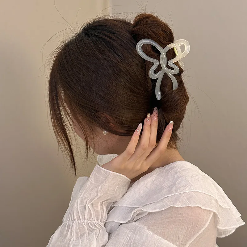 Sweet Bow Butterfly Large Hair Claw Crab Clip Accessories For Women Jelly Acrylic Ponytail Hair Clamp Hairpins Barrette Headwear