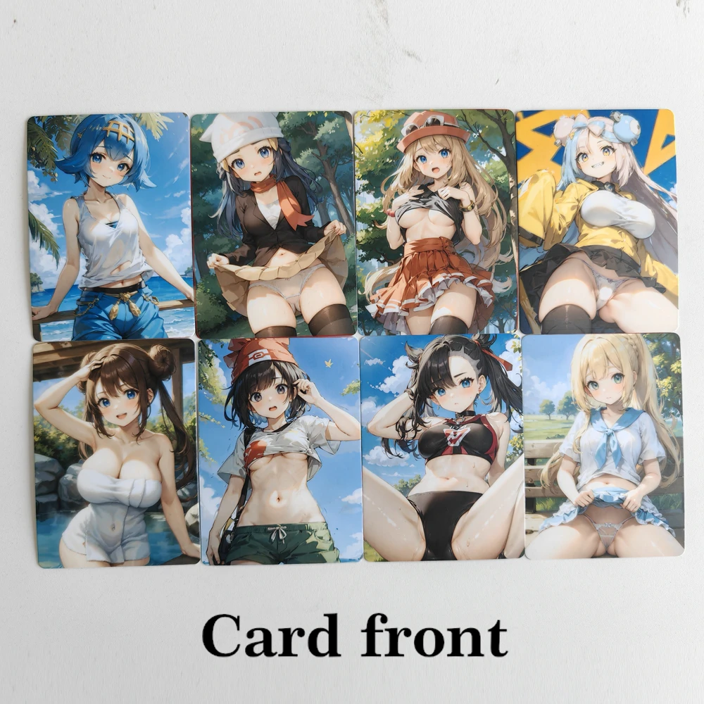 

8Pcs/set Pocket Monsters Sexy Trainer Card Cynthia Akari Irida No Mosaic PTCG Animation Collection Card Cartoon DIY Cards Boy