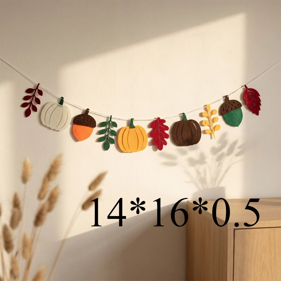 Autumn Pumpkin Leaves Flag Harvest Festival Fireplace Terrace Thanksgiving Banner Halloween Autumn Home Party Decoration - view 5