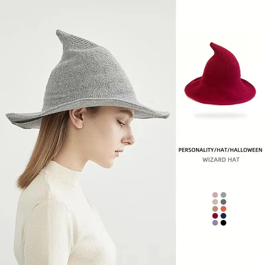 

Women's Vintage Halloween Witch Hat Holiday Cap CosplayParty Wool Hat Magician Bonnets Festival Accessories
