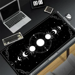 Tapis de souris ergonomique noir de grande taille, 800x400mm, mignon Kawaii, pour jeu de tarot, pastel, phase de lune, polymères de table