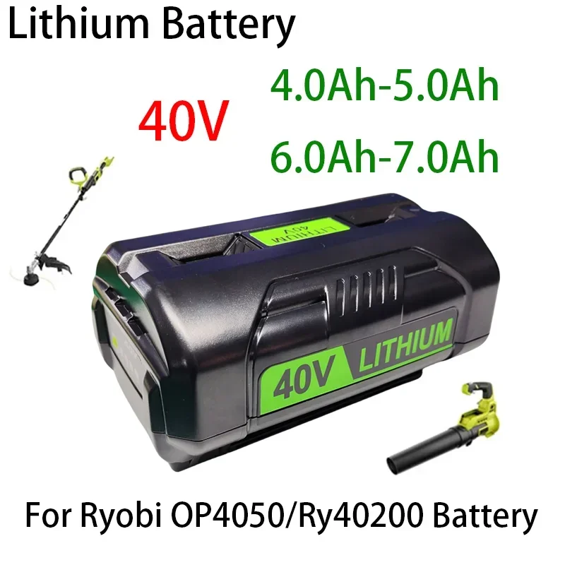 

Powertoolbattery 40V 4.0Ah/5.0Ah/6.0Ah/7.0Ah Li-ion rechargeable battery for Ryobi op4050 op40401 ry40200 op4050a ry40400 ry4050