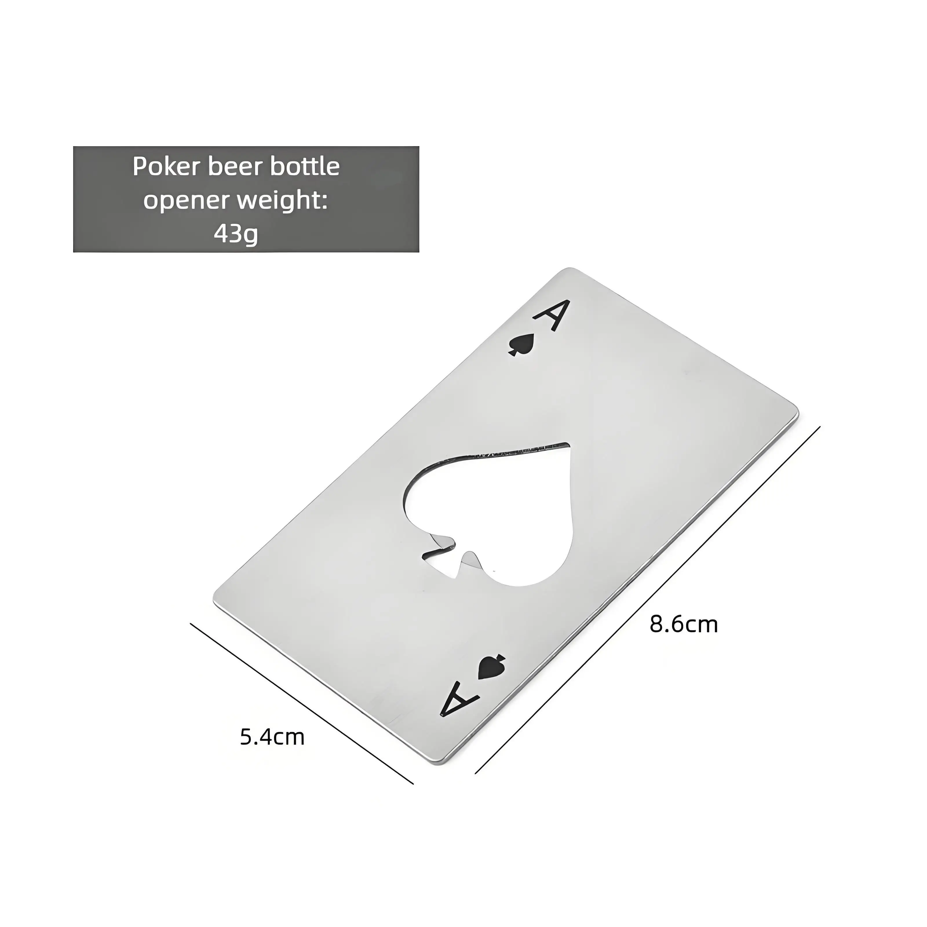 Abridor de botellas Poker Ace, abridor con forma de tarjeta de acero inoxidable, herramienta de barra de 2 colores, removedor de tapas de cerveza único, regalo ideal para fiesta