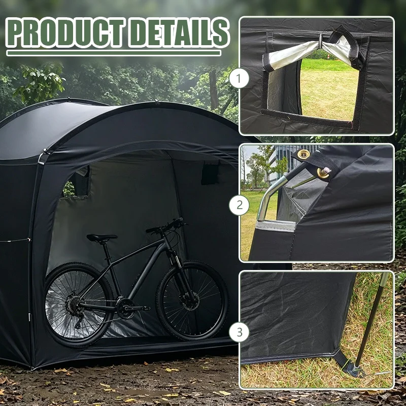 1-2 Bikes Durable Bike Storage Tent, Bicycle Shelter, Reinforced Frame Foldable Outdoor Shed