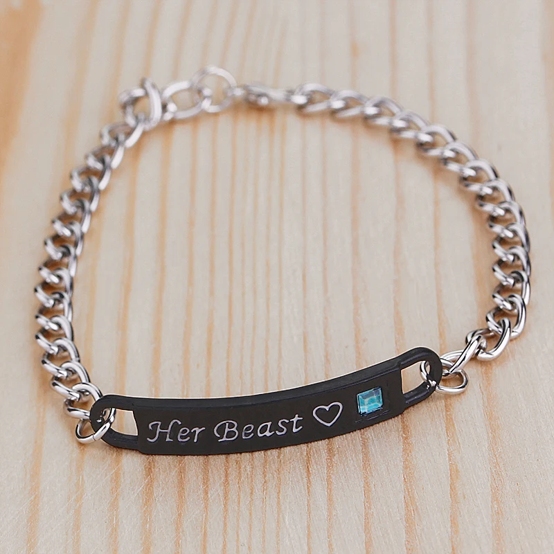 سوار ربط حروف للنساء ، مجوهرات الأزواج للعشاق ، الزوجة والصديق ، الذهب الأسود والوردي ، جماله ووحشها #4