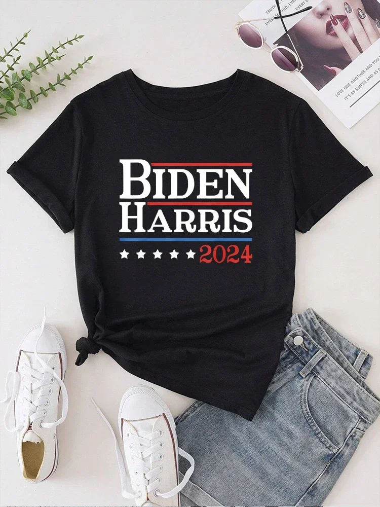 Women's Clothing Biden Harris Retro	Women t shirt Summer Fashion Short sleeved T-shirt Printed O-neck Casual T-shirt