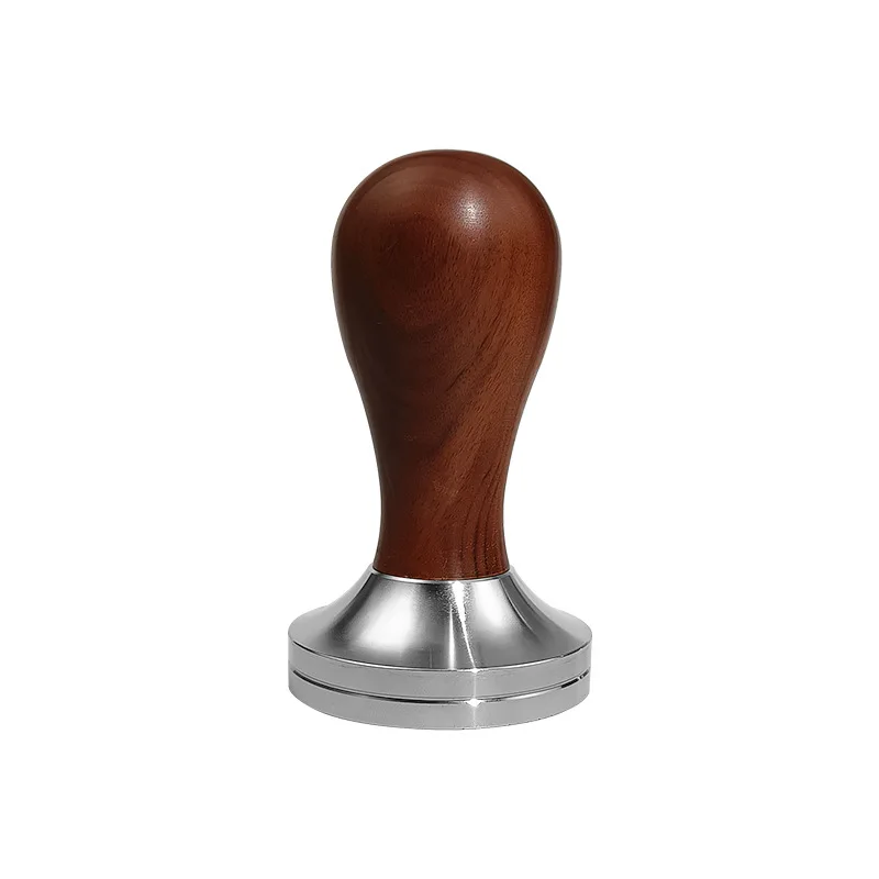 Coffee tamper 51/53/58.5mm wooden handle powder press 304 stainless steel threaded bottom solid powder press tamper