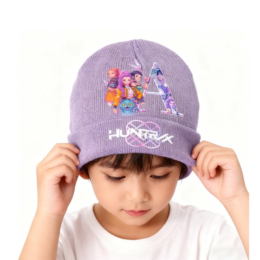 K البوب شيطان الصيادين الفتيات الأطفال محبوك قبعة قفازات لطيف الكرتون رسالة قبعة دافئة الشاشة قفاز أنيمي هدايا عيد ميلاد الاطفال ﻿