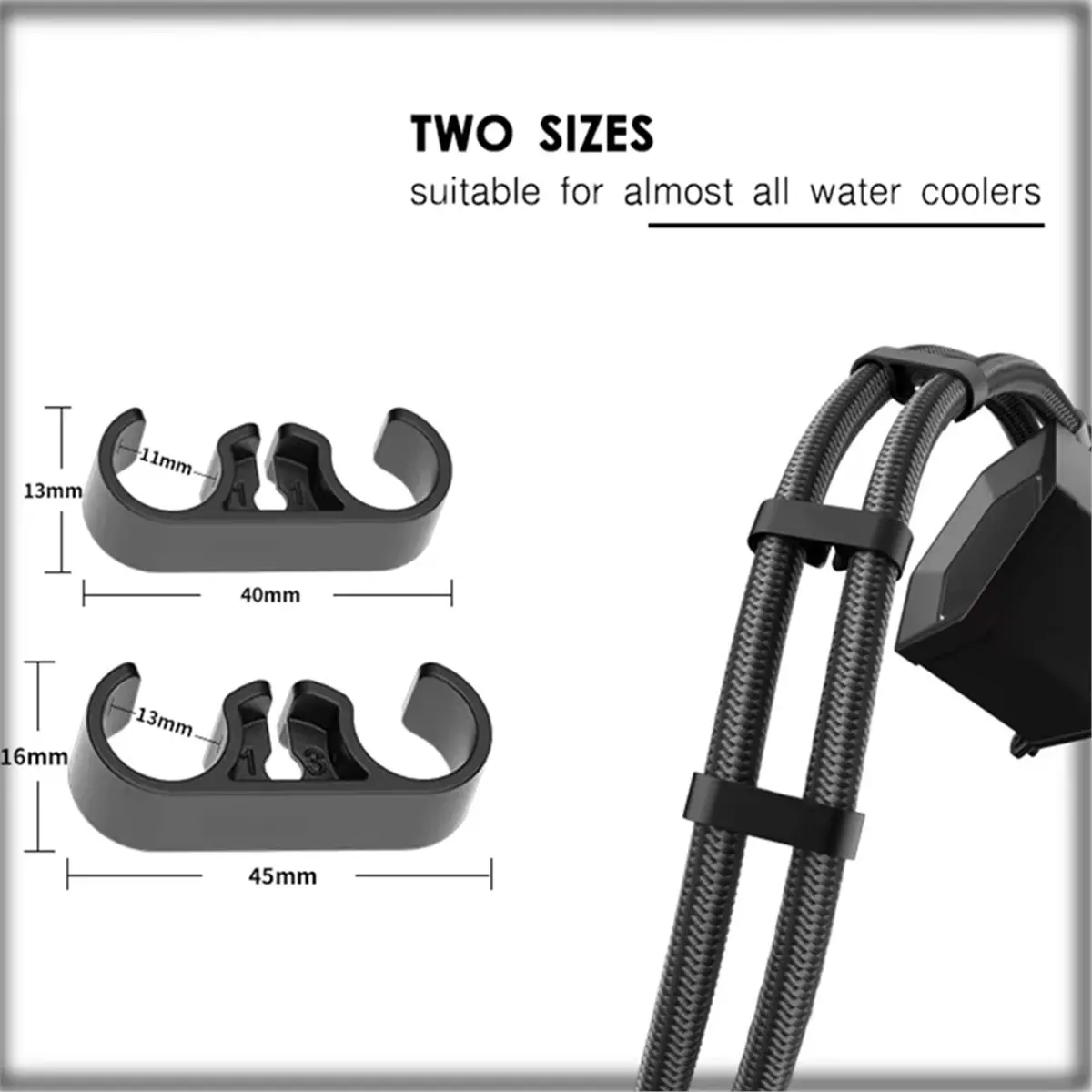 ABJS Universal Computer Water Cooler Tube Pipe COMB Arrange Fixed Buckle Clip PC DIY Accessory Clips Black