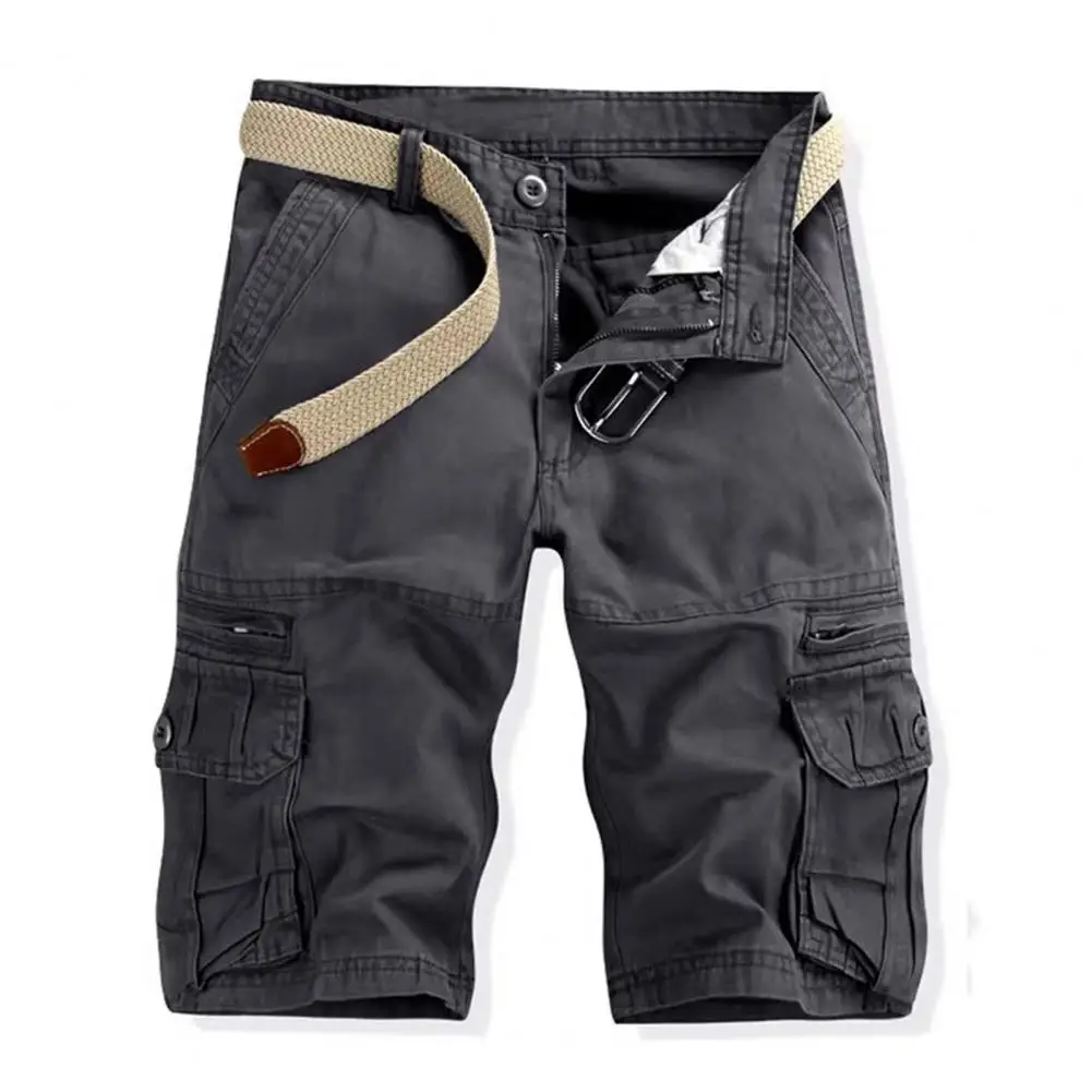 

Мужские шорты-карго со средней посадкой, шорты на молнии с несколькими карманами, однотонные спортивные походные шорты, практичные рабочие брюки