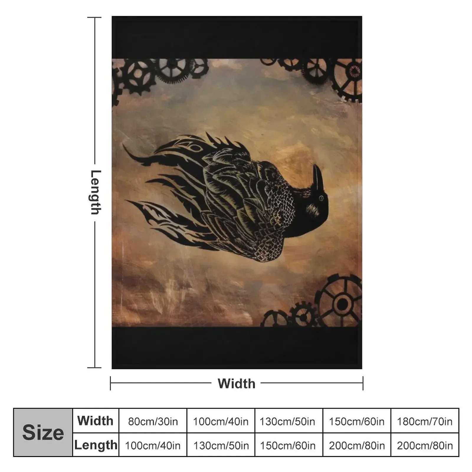 Clockwork Raven Throw Blanket Quilt Bed Fashionable Blankets