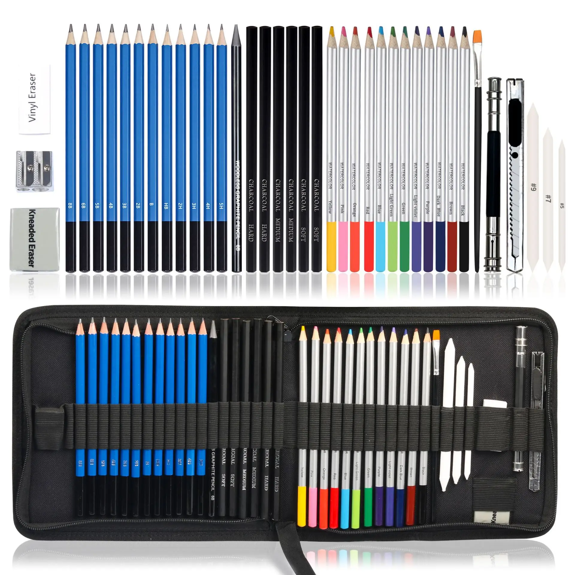 

Professional 41pcs Artist Kit Includes Graphite Pencils Sticks Sharpener Eraser Sketch Pencils Set for Drawing