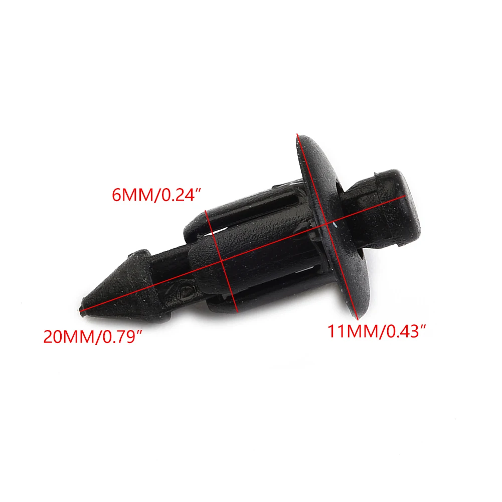 50pcs Rivet Clips Black Motorcycle Fairing Rivet 11mm Collar Diameter 6mm Hole For Honda For Suzuki For Fastener Clips