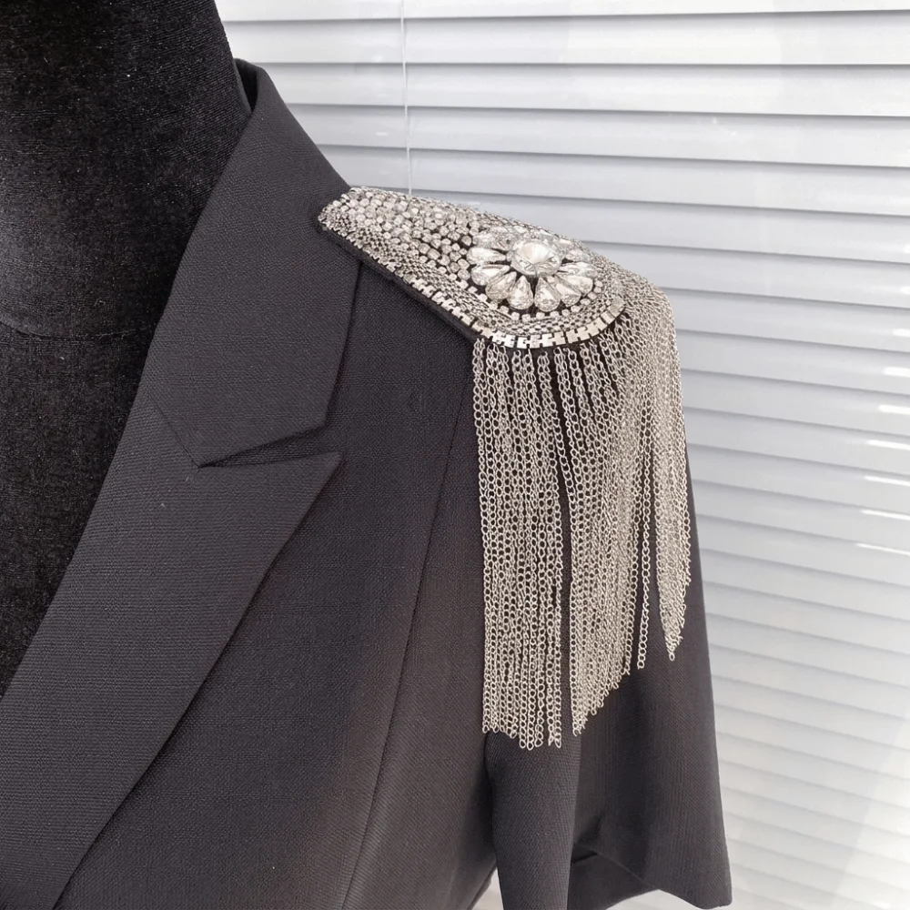 Exquisite Epaulet Tassel Chain Shoulder Board Punk Brooch Star Shoulder Flash Breastpin Badge Epaulette Girl