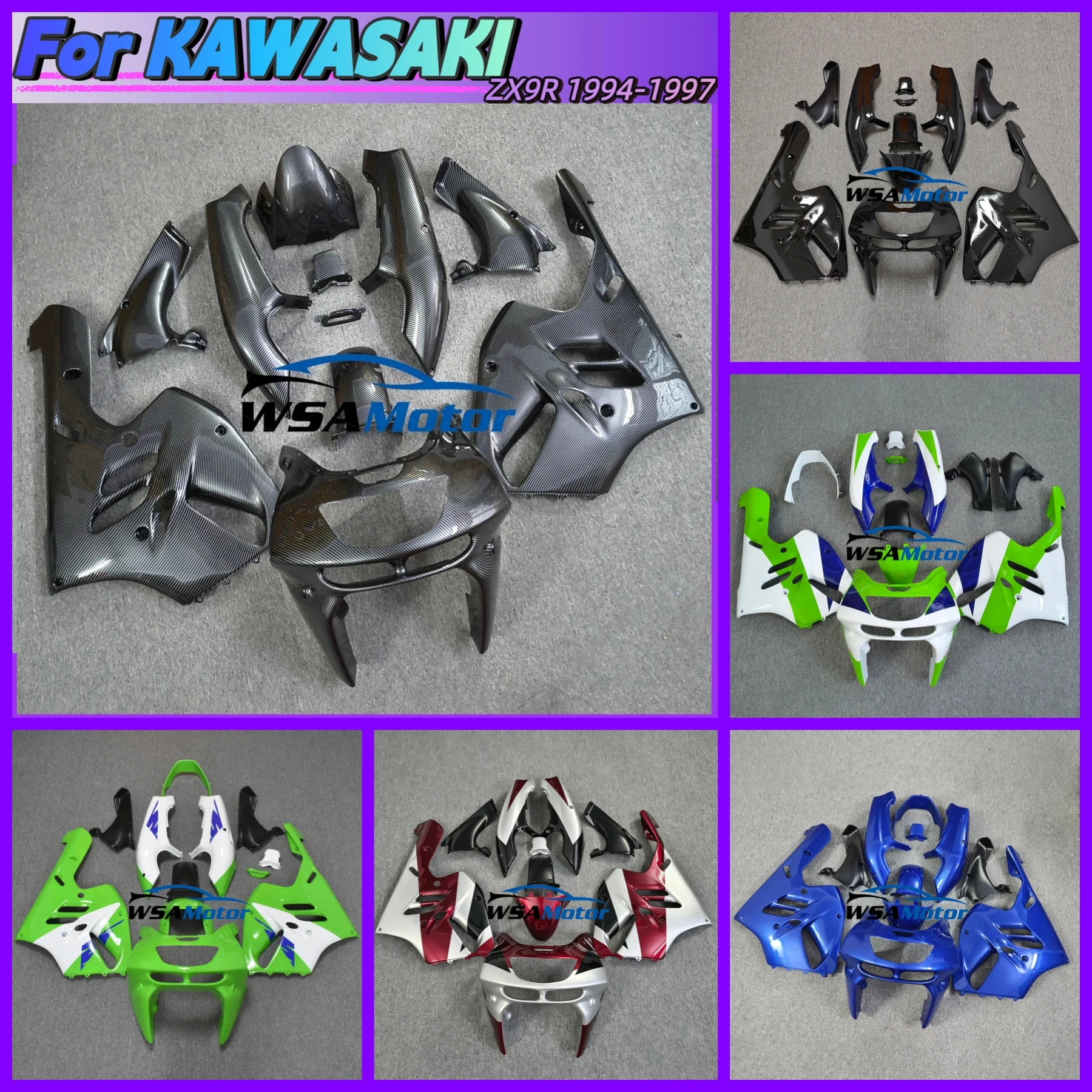 New For Kawasaki ZX9R ZX-9R ZX 9R 1994 1995 1996 1997 94 95 96 97 Moto Fairing kit bodywork Rear Tail Front Upper Accessories
