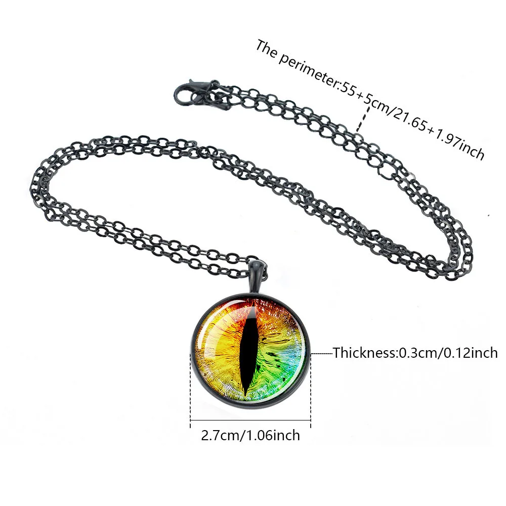 Evil Eye Luminous Pendant Necklace Multicolored Demon Eye Glass Cabochon Pendants Glow in The Dark Gothic Jewelry Halloween Gift