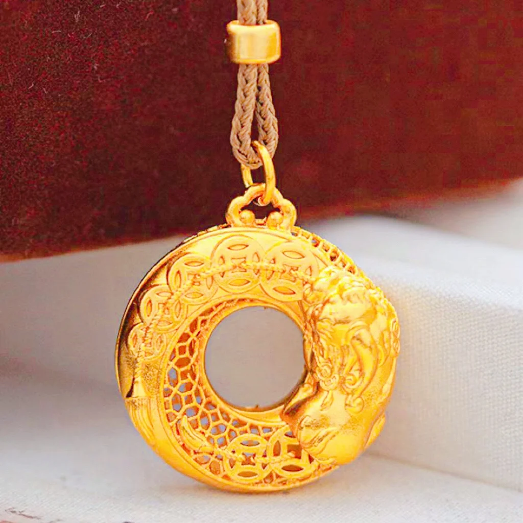 

Women's Safety Buckle Pendant, 24K Gold, AU999 | Enameled Dunhuang mural hues, rustic-luxury cultural symbolism.