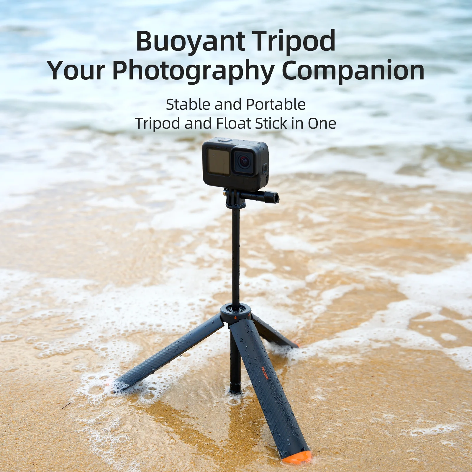 TELESIN Floating Selfie Stick Tripod for GoPro Hero13 12 11 10 9 8 7 DJI OSMO Action 5 Pro 4 3 Insta360 Waterproof Handle Grip