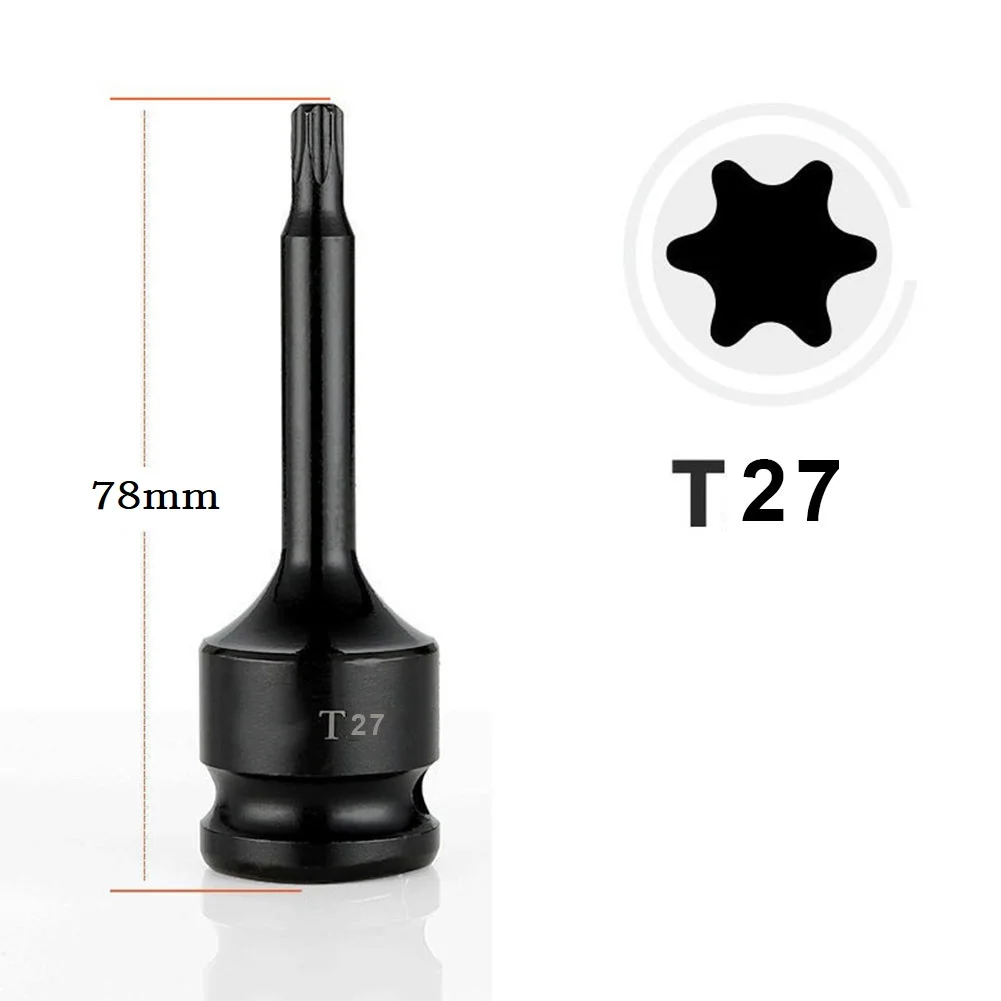 1szt Torx Bit 1/2\\\\\\\" Adapter gniazda wkrętaka T20 T25 T27 T30 T35 T40 T45 T50 T55 T60 T70 T80 T100