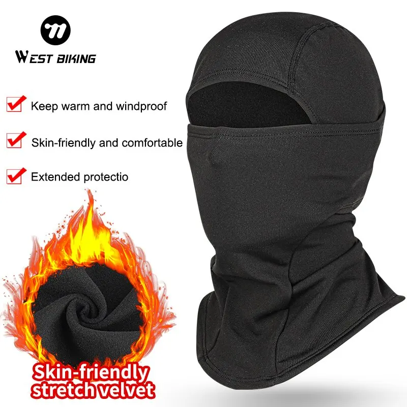 

Зимняя велосипедная маска WEST BIKING, термоветрозащитная полнолицевая маска для спорта на открытом воздухе, мотоцикла, лыжной рыбалки, флисовый шарф, кепка, оборудование