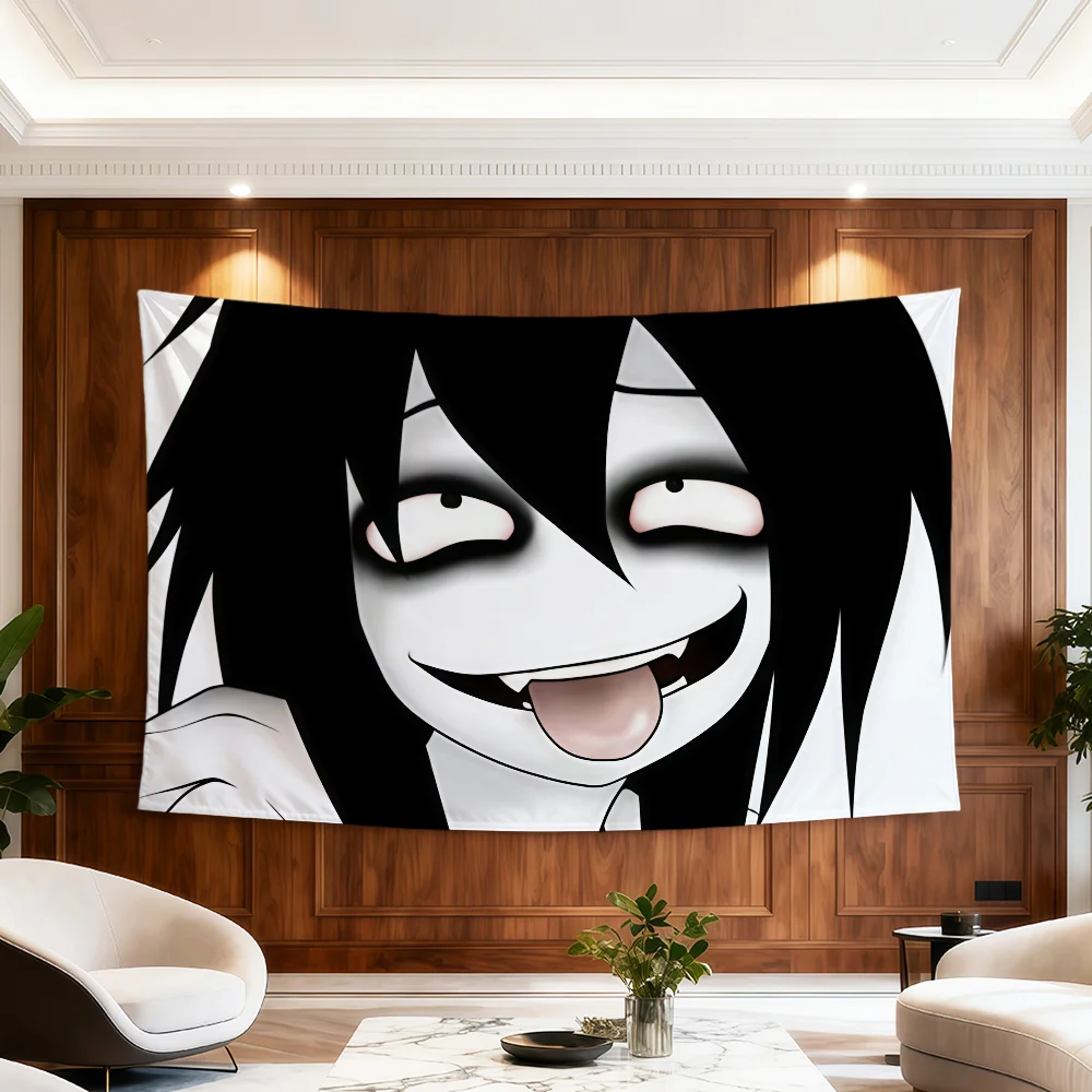 Cartoon Jeff The Killer Flagge für Zimmer, Wohnheim, Party, Hogar, Nachttisch, Wohnzimmer, Wandbehang, Gartendekoration, Banner, Geschenk – Detail 9