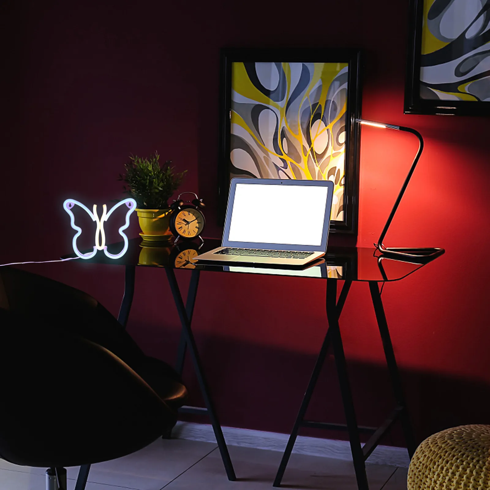 

Креативный светодиодный светильник-бабочка с двойным питанием (USB), ночник для детской спальни, гостиной, декоративный неоновый светильник